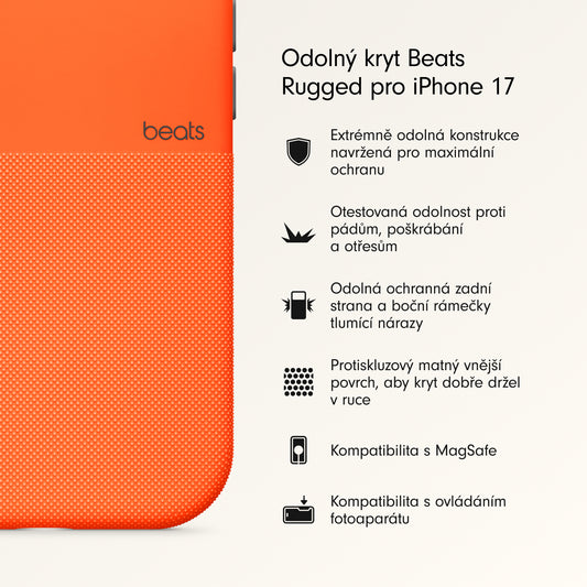 Odolný kryt pro iPhone 17 Beats s MagSafe a ovladačem fotoaparátu - sierra oranžový - iSTYLE CZ