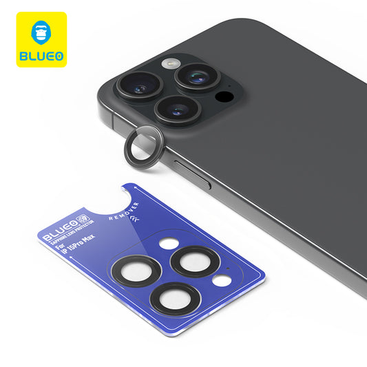 Safírové sklo na čočky pro iPhone 15 Pro Max Blueo - černé - iSTYLE CZ