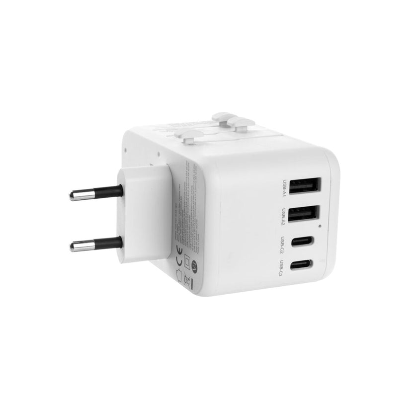 65W cestovní adaptér FIXED Voyager GaN (EU, UK, USA, AUS) - bílý - iSTYLE CZ