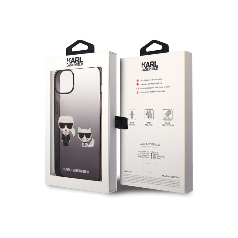 Kryt pro iPhone 14 Plus Karl Lagerfeld Gradient Karl and Choupette - černý - iSTYLE CZ