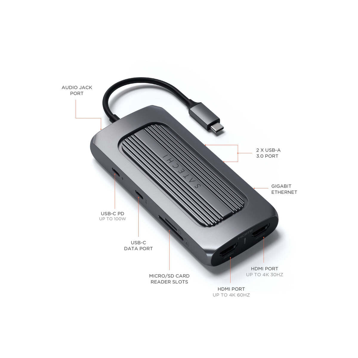 Hliníkový USB-C HUB MX Satechi - vesmírně šedý - iSTYLE CZ